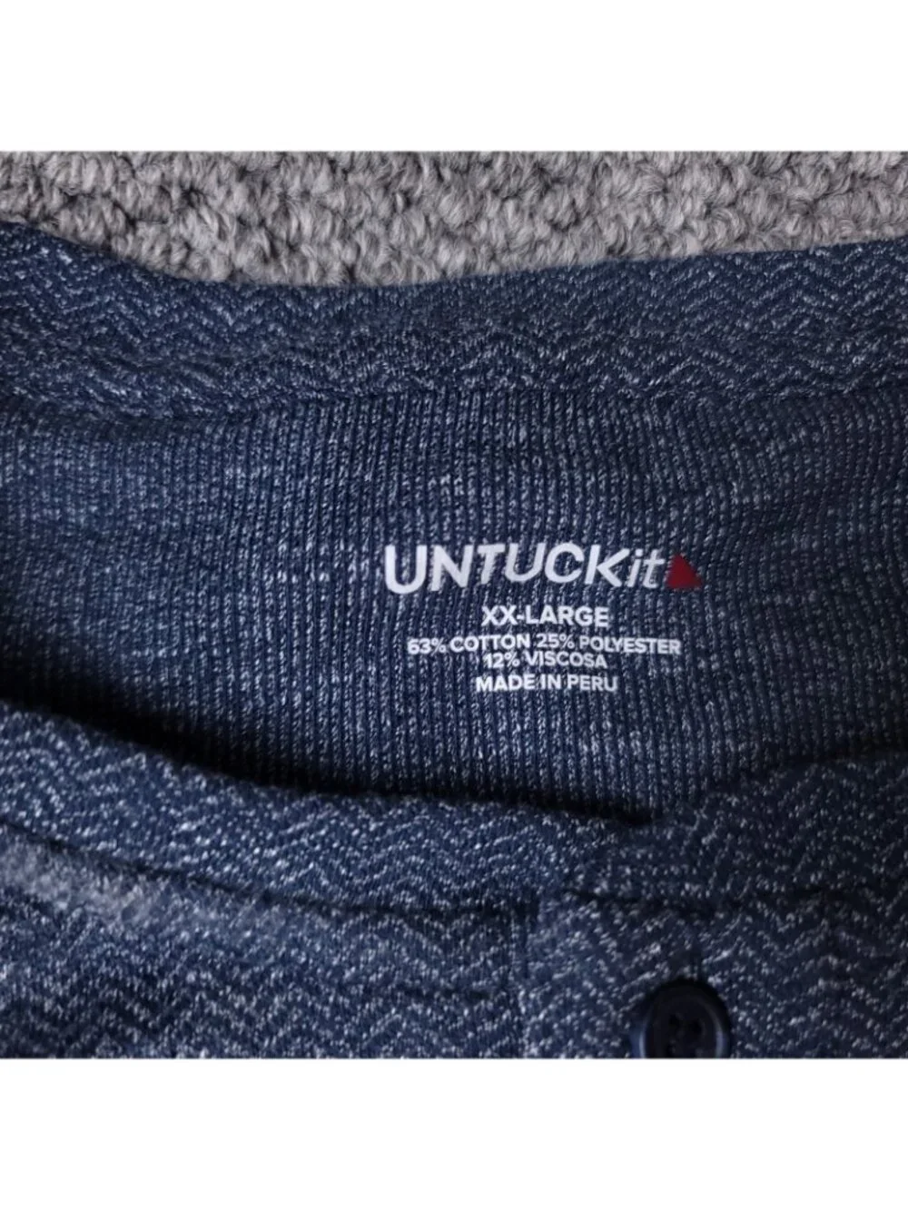 UNTUCKit Harrow Henley Shirt Mens 2XL  Blue Button Long Sleeve Cotton Polyester